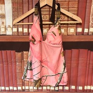 Realtree Pink Camo tankini NWT Studded straps Size Small